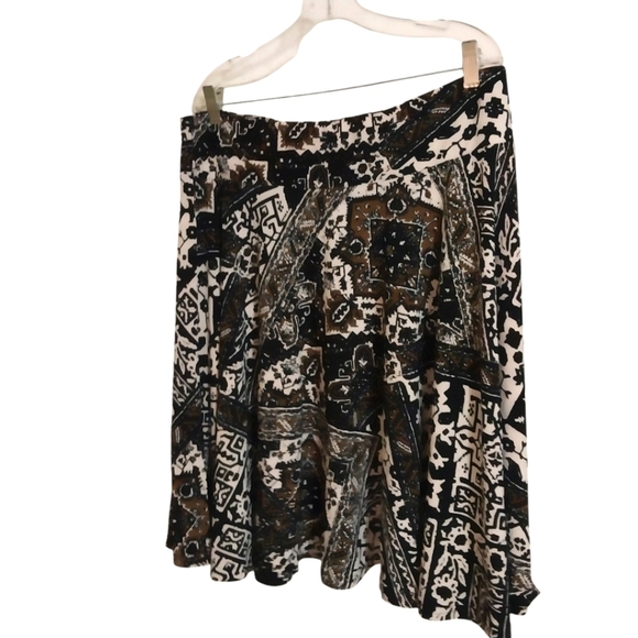 🔵BOGO FREE🔵 Chaps Floral Skirt Brown Black White Sz L - Picture 4 of 5